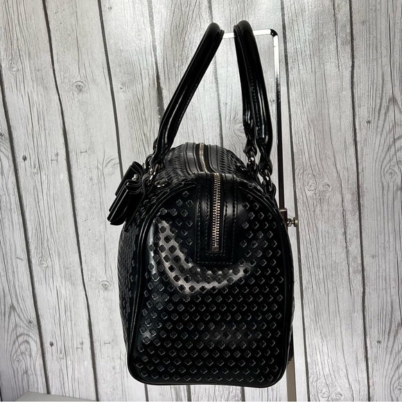 My Flat in London Brighton Alexia Satchel Black Leather Rhinestone - Picture 4 of 16